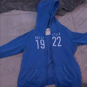 Hollister Blue Zip-Up Hoodie with 1922 Detail
